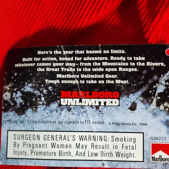 Vintage NWT Marlboro Unlimited 1/4 zip up corduroy jacket men's sz S red colour - Picture 8 of 13